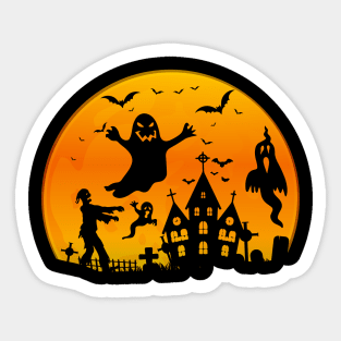 Spooky Moon Halloween Witch Monster Ghost Pumpkin Sticker